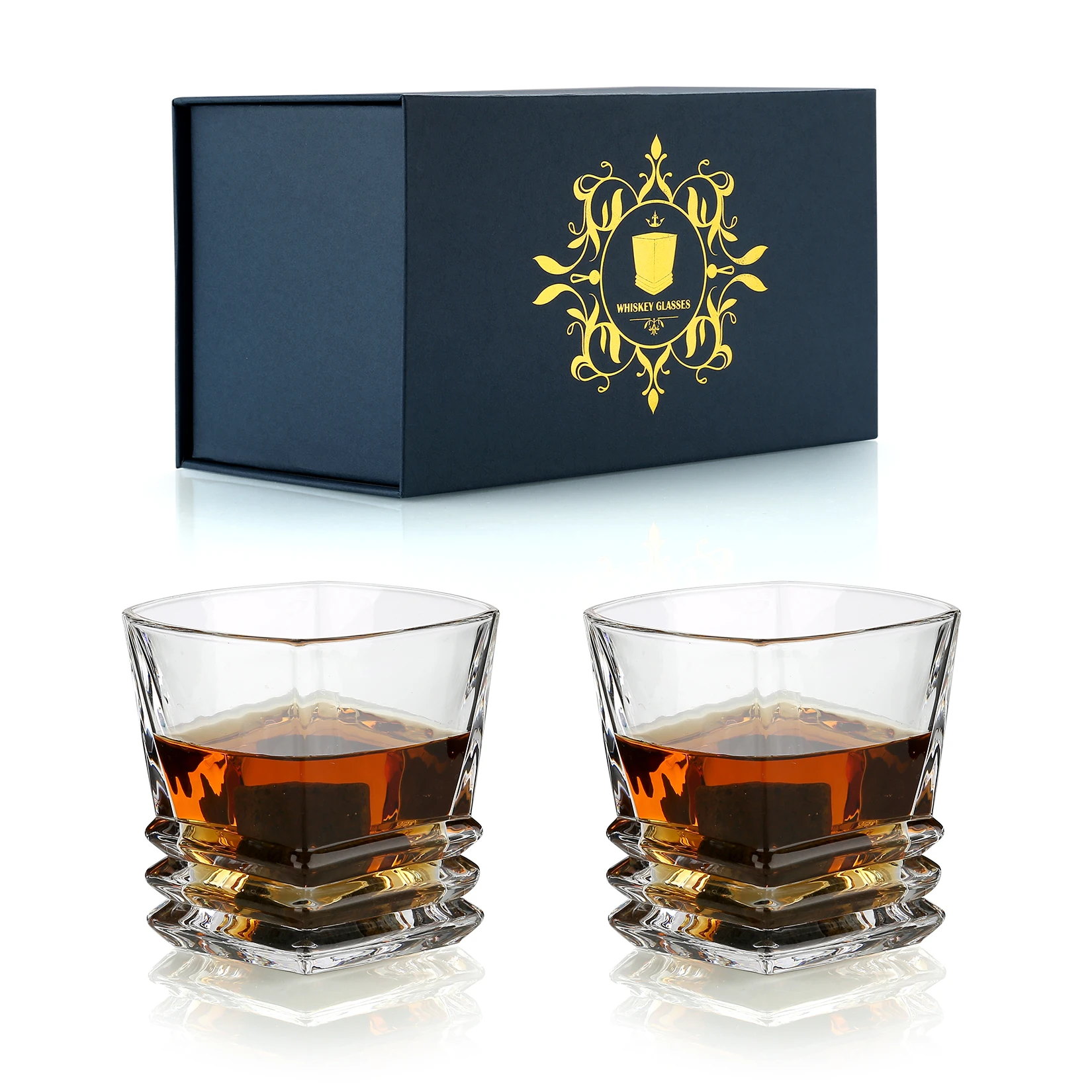 Unique Wholesale Gorgeous  Luxury Gift  Glass Set Of 4 Crystal Whiskey Drinking Glasses