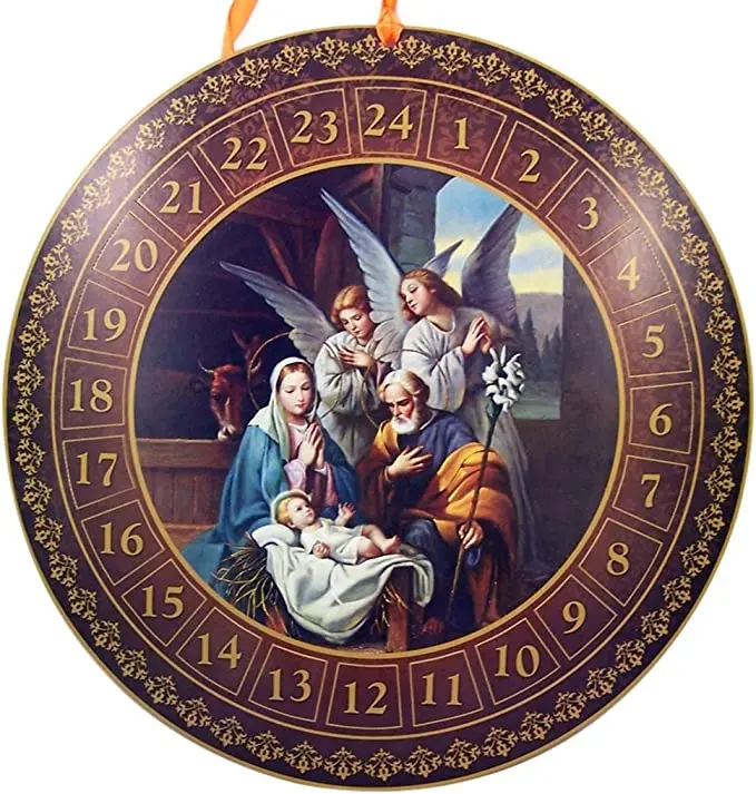 2022 Religious Advent Calendar Countdown to Christmas Happy Birthday Jesus Round Hanging Wall Decor advent calendar 2022