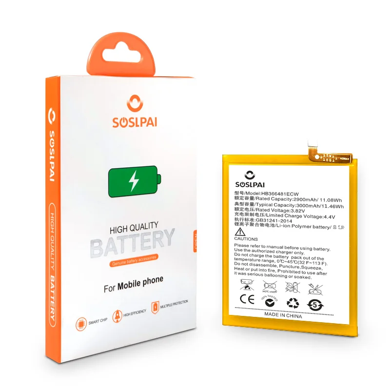 SOSLPAI wholesale price 3000mAh(11.46Wh) cell-phone battery for huawei p9, factory manufacturer aaa batteries for huawei