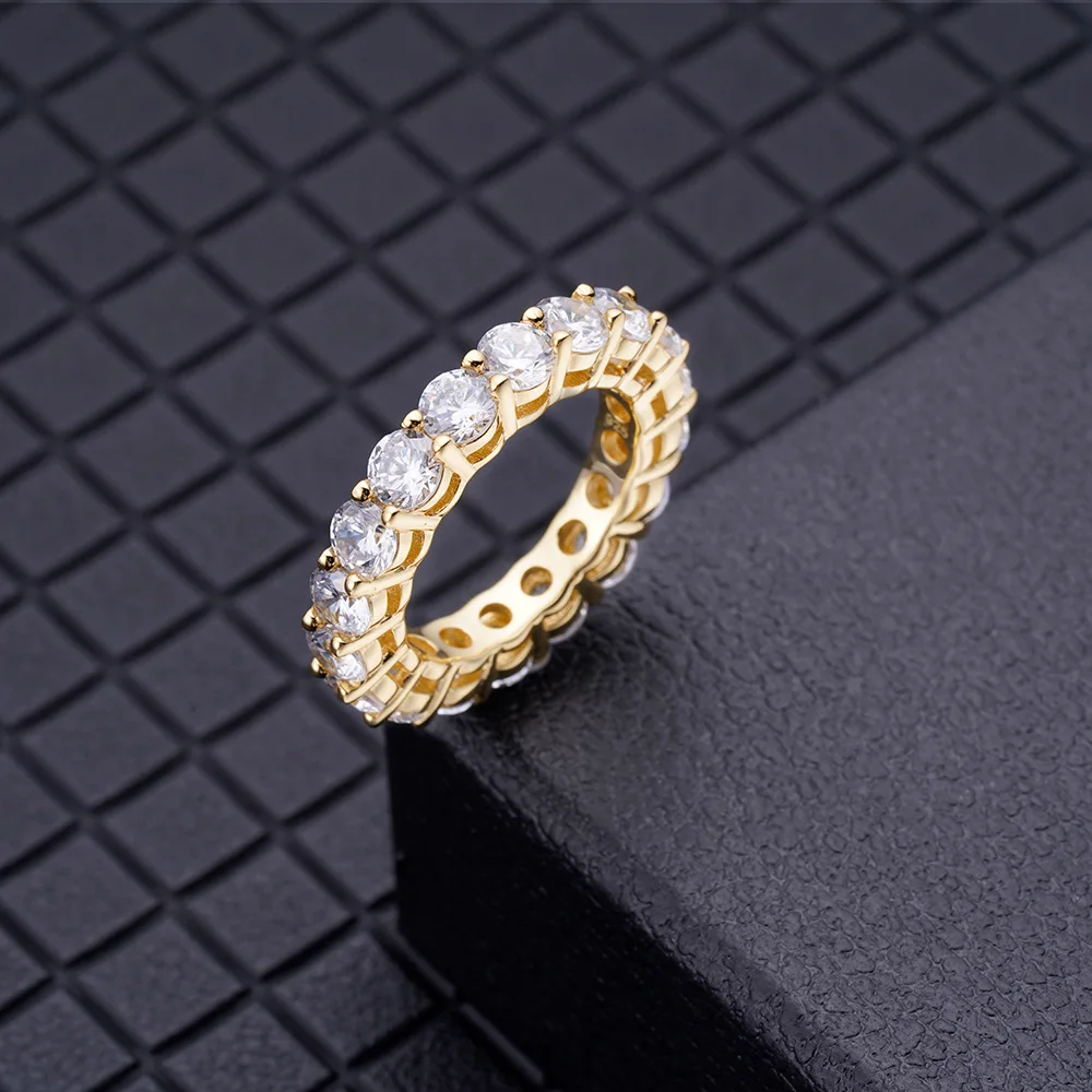 18k Gold Plated Wedding Crystal Finger Women Jewelry Silver Cubic Zirconia Tennis Baguette Ring