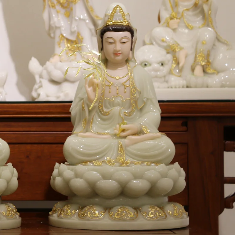 White marble Avalokitesvara Bodhisattva like Suwa three holy homes dedicated to Buddha statue decoration