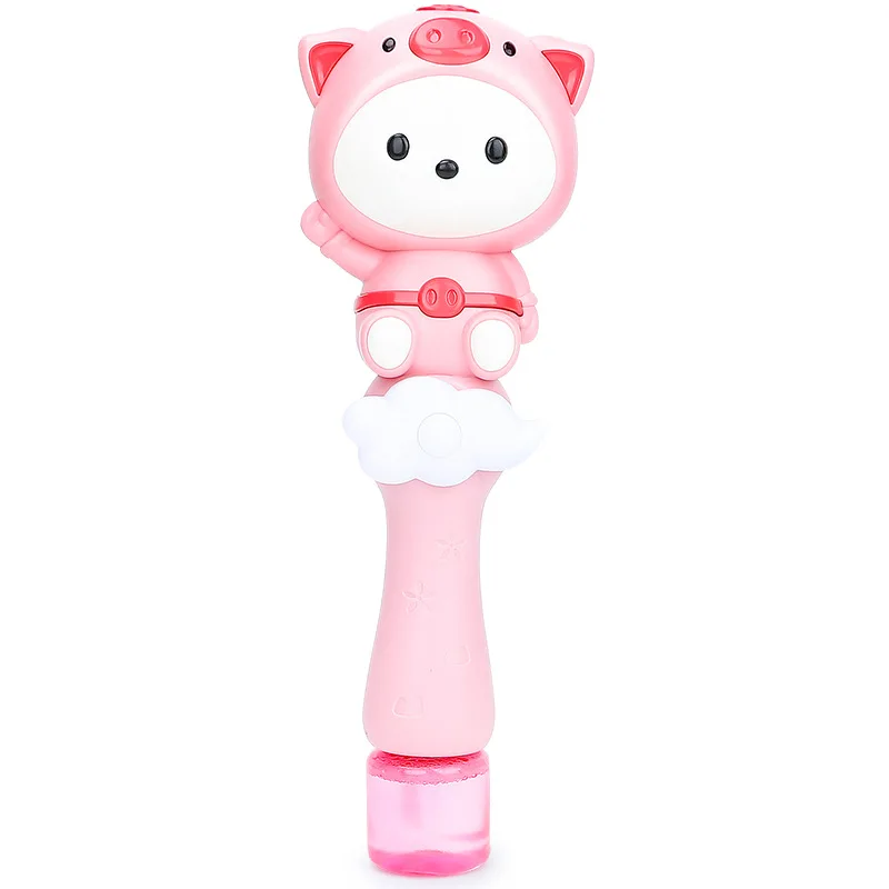Handheld Automatic Bubble Wand Children With Light Music Luminous Cartoon Animal Magic Wand Bubble Toy