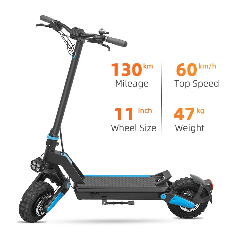 Dual charge ports off road powerful scooter with atmospheric lights off-road motorized scooter