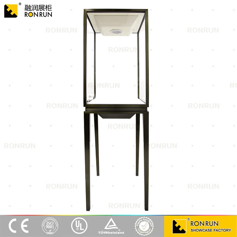 Luxury design showcase rotating jewellery display cabinet with stainless steel and LED light for jewelry shop