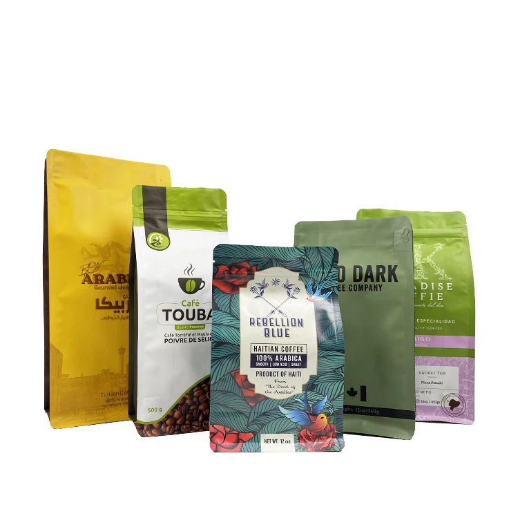 Bolsas para cafe flat bottom 8 side sealing small 5kg aluminum foil coffee bags