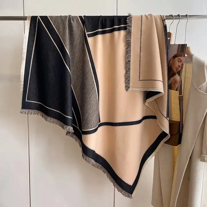 Fashion Acrylic Winter Warm Thick Cashmere Scarf Wraps girl Square Stoles Echarpe Blanket Ponchos Large Square Shawls For Women