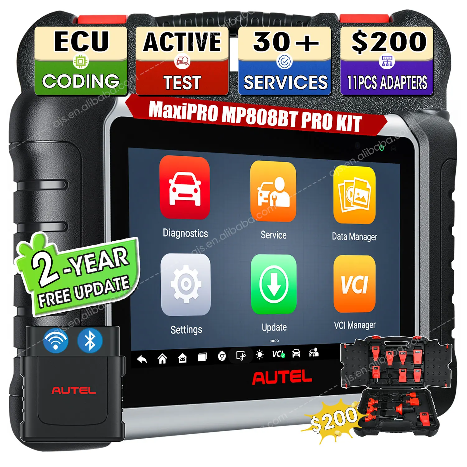 Autel MaxiPRO MP808BT PRO комплект 21 + язык OBD2 сканер автомобильный диагностический инструмент MK808BT инструментов для автомобиля