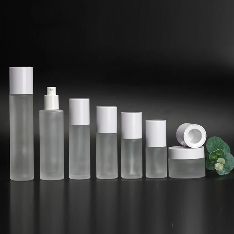 wholesale white cosmetic pump bottle glass serum pump bottle 2 oz  4 oz  10 ml  20 ml  30 ml  50 ml  60 ml  100 ml