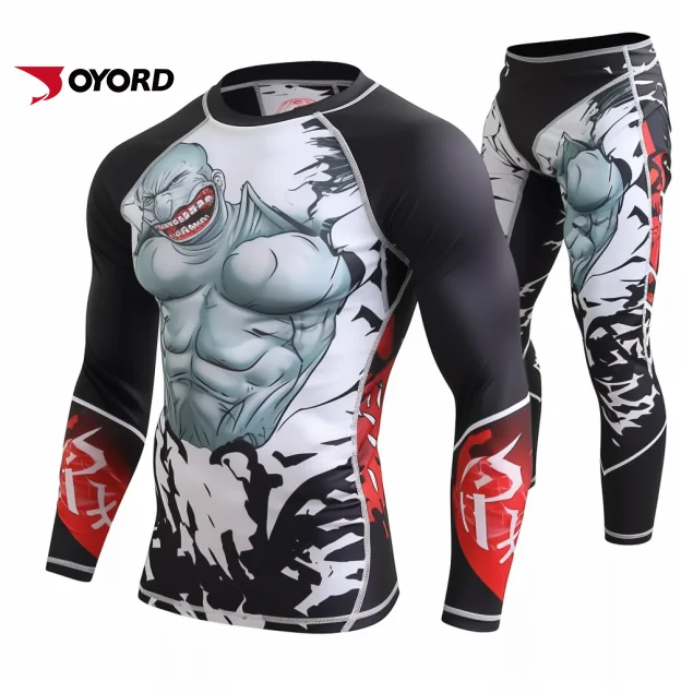 Пользовательские сублимации rashguard Jiu Jitsu BJJ rash guard Мужские MMA настроить компрессионные