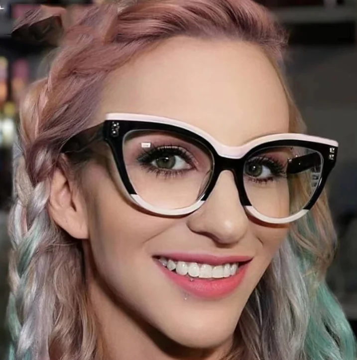 Newest Wholesale Custom Logo Female Anti Blue Light Work Glasses Cat Eye Computer  Eyeglasses Frame For Eye Glasses 2023