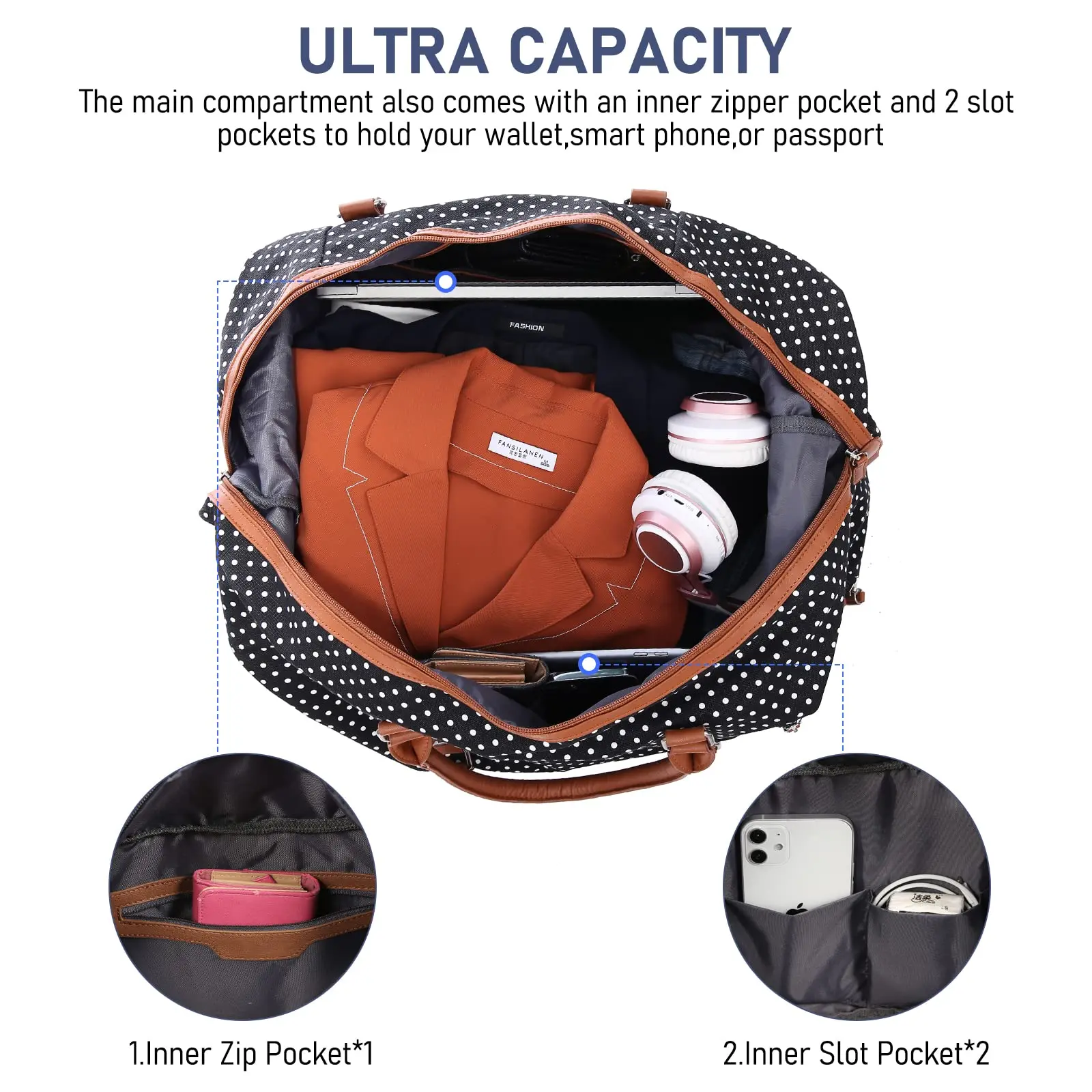 Fashion wholesale ODM canvas weekend bag Ladies travel bag with shoes interlayer with toiletries bag for adults