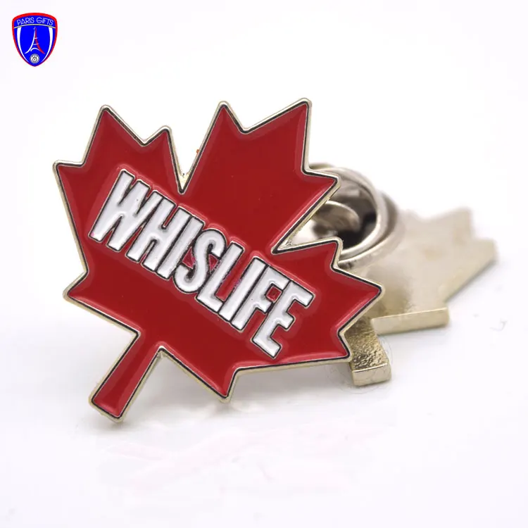 Индивидуальный значок с канадским Кленовым листом Whislife металлическая Посеребренная жесткая эмалированная булавка Металлическая Булавка для лацкана без минимального значения