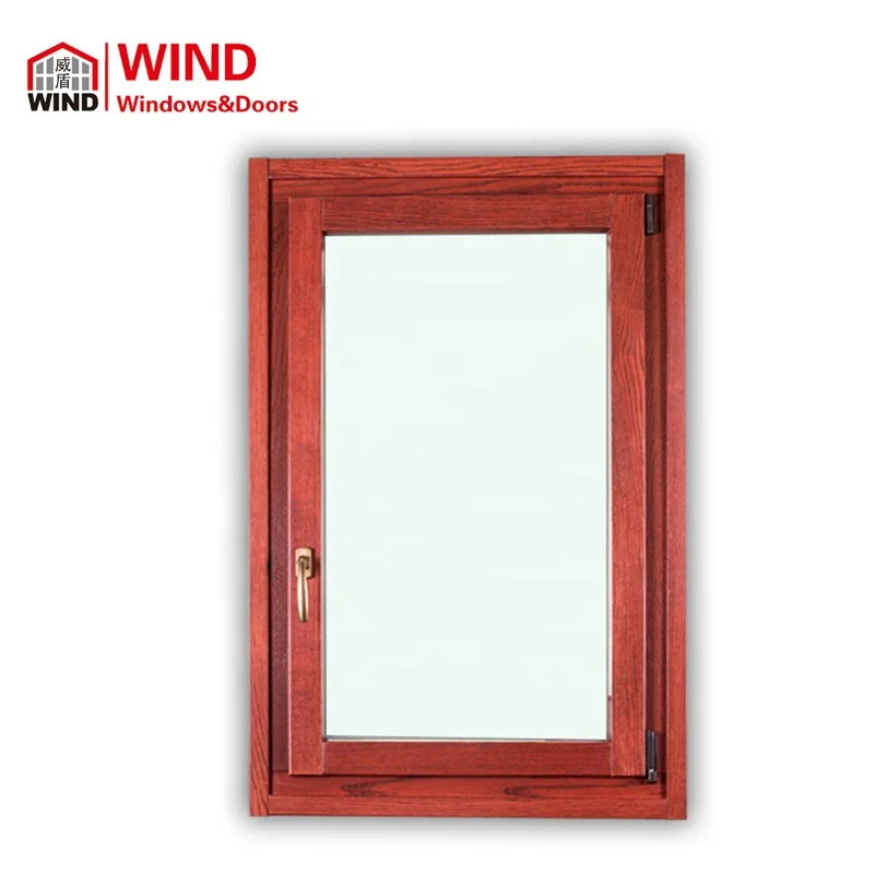 WIND Uni-one series glass window doors rubber seal strip design aluminum wood window double glass windows price