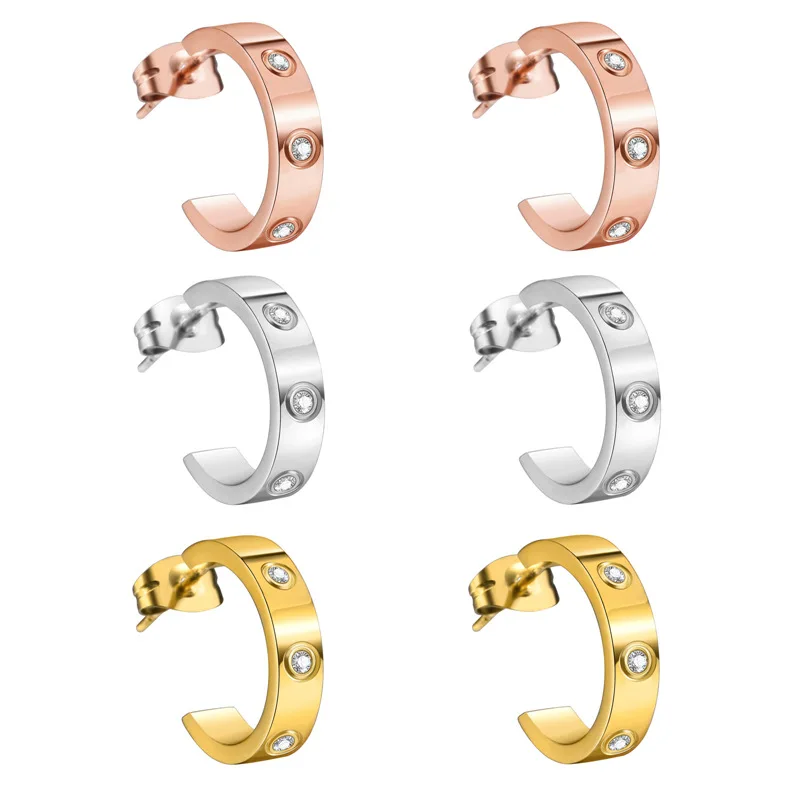 Stainless Steel Jewelry Earring cc Rhinestone Non Tarnish Designer 18k Gold Fashion Jewelry Earrings