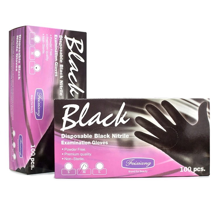 Wholesale Barbershop paper boxes Black rubber gloves beauty salon Ironing dyeing care gloves hair styling tool