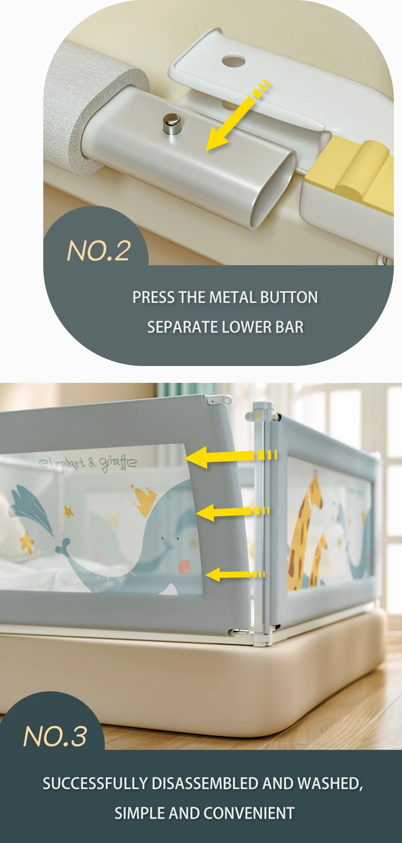 High Quality Customizable Baby Guardrail Fall Season Metal Bed Rail for Kids Direct Factory Sales