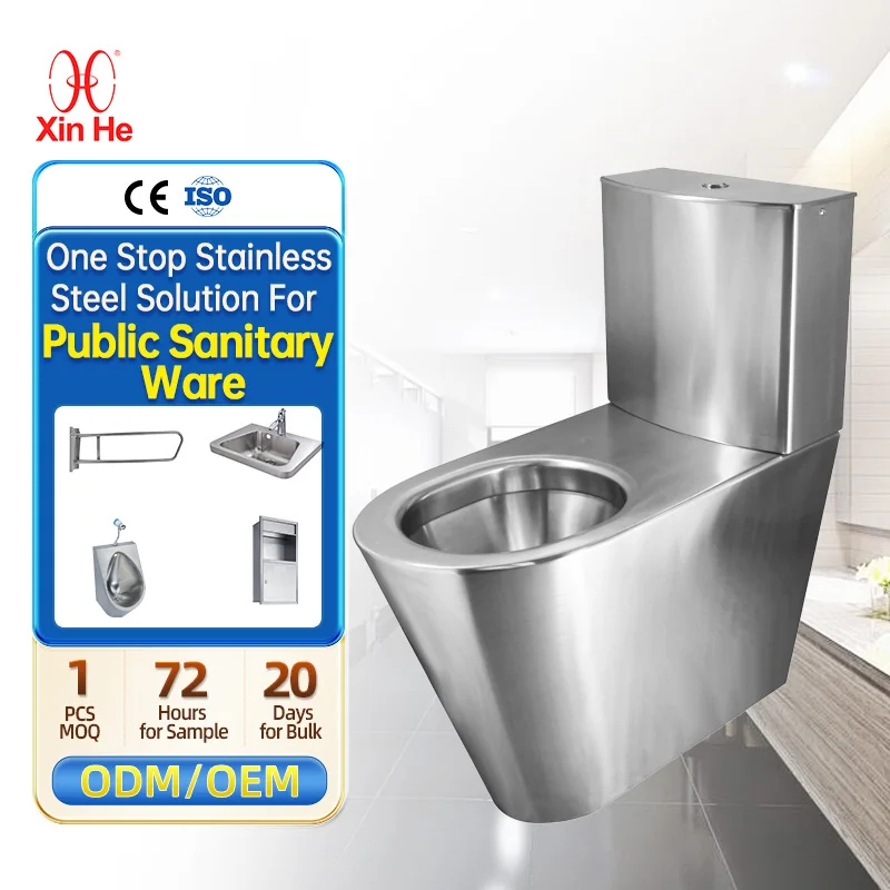 CE Europe Standard Dimensions Washdown Stainless Steel Sanitaryware Type WC Toilet  With Cistern
