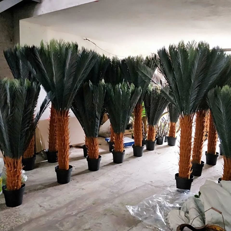 Hot selling 12 ft artificial sago bonsai palm tree sago cycas plan decoration for sale