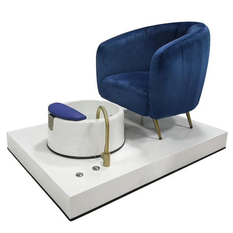 Modern Pedicure Chairs Luxury Beauty Nail Salon Furniture Foot Spa Station With Acrylic Bowl