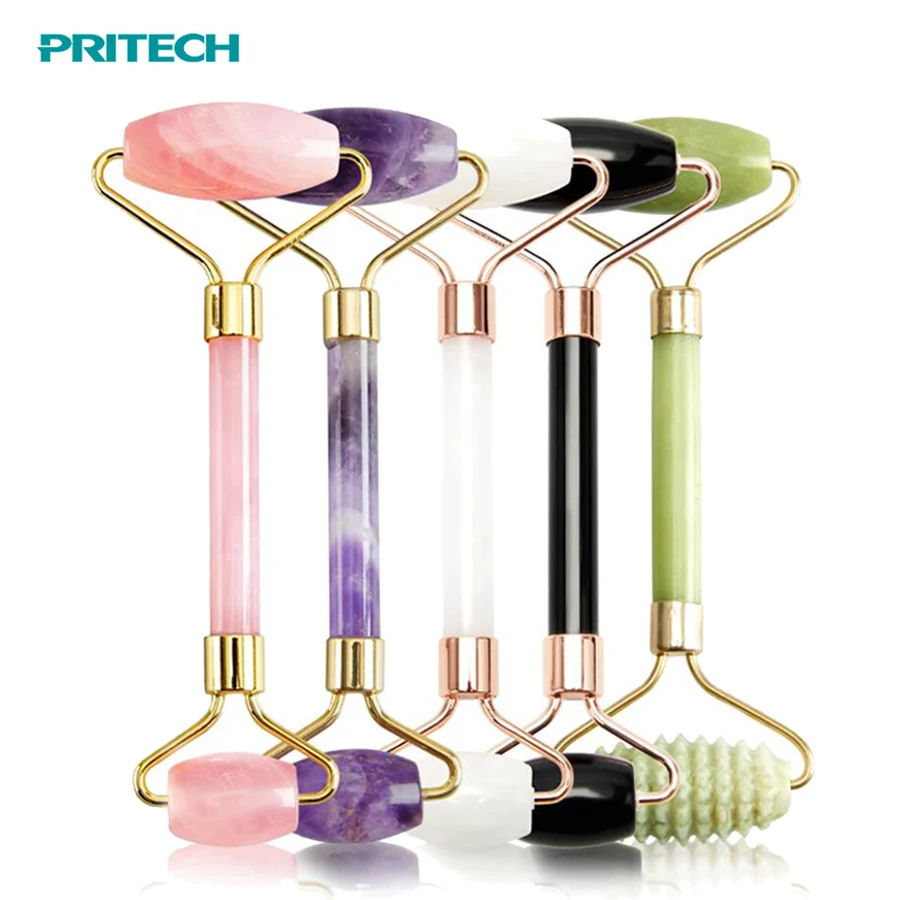 Ролик для лица PRITECH косметический ролик инструменты ухода за кожей массажер из розового кварца Нефритовый гуаша