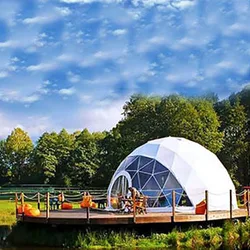 Luxury Glamping Safari Camping Geodesic 6M Dome Hotel Desert Tent Camp Yurt Pavilion House Tent Camping Outdoor with Bathroom