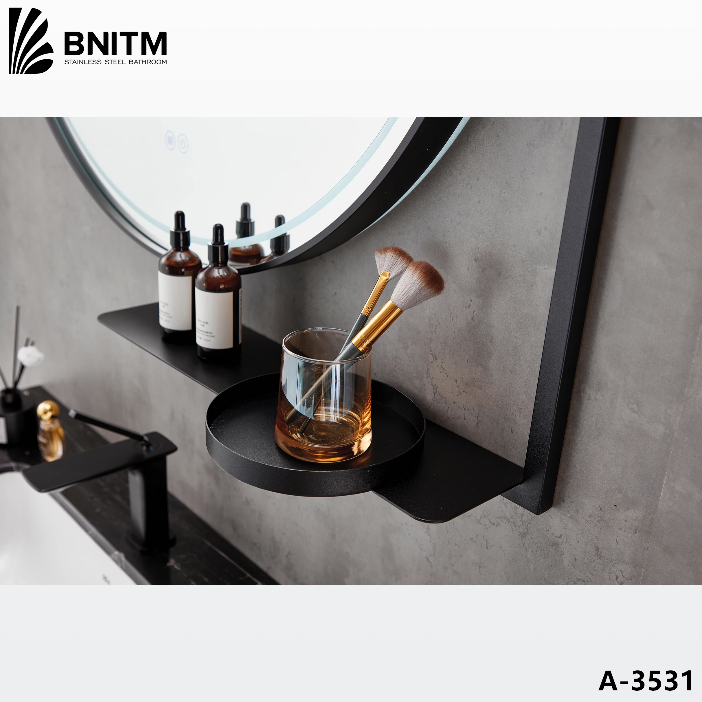 BNITM Luxury Modern Style Bathroom Vanities Set Includes LED Mirror and Drawers Floating Vanity Design