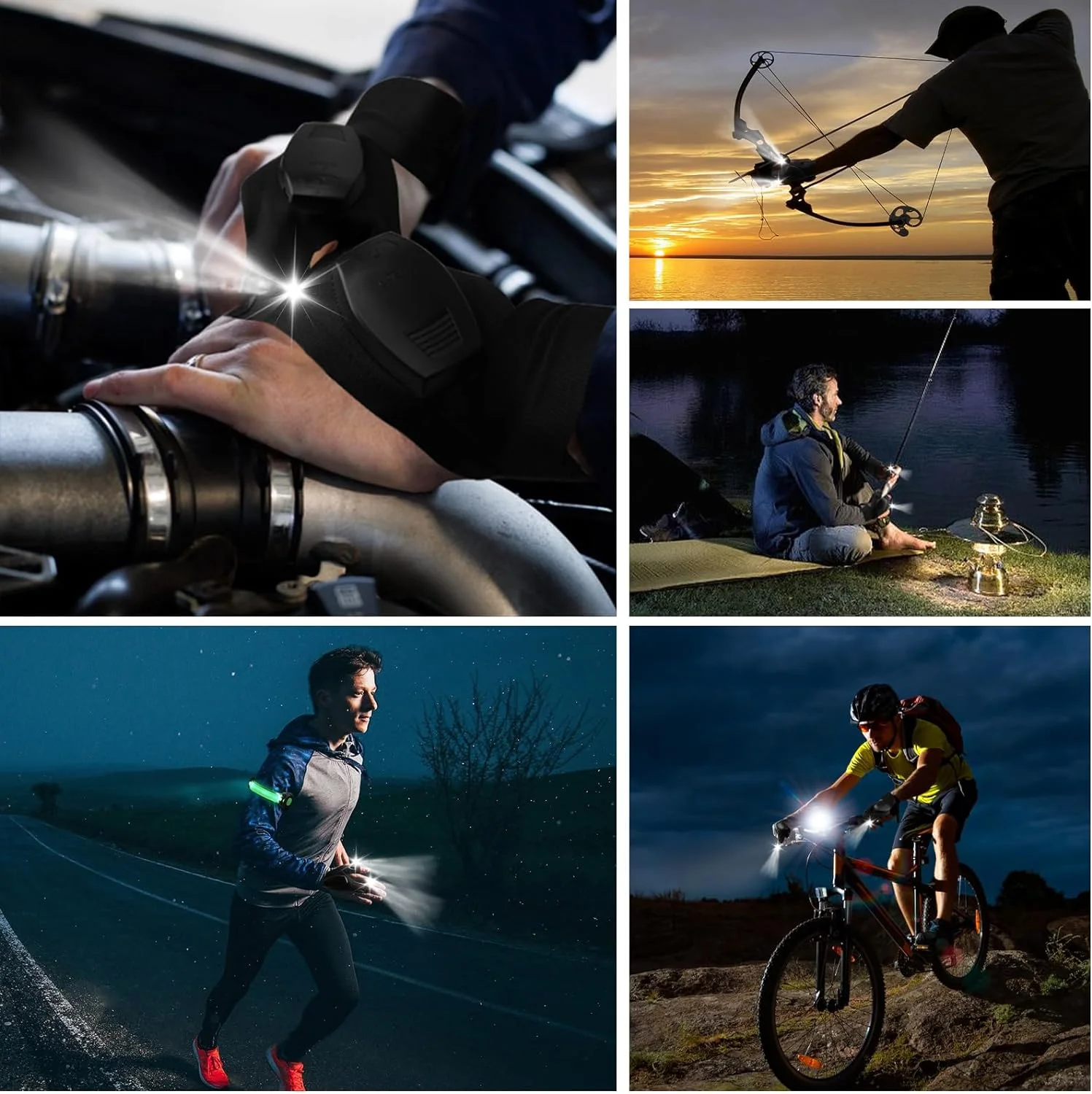 Rechargeable LED Flashlight Glove Outdoor with Lights Novelty Fishing Gifts for Men Dad Tool Gadgets Gifts for Repairing Fishing