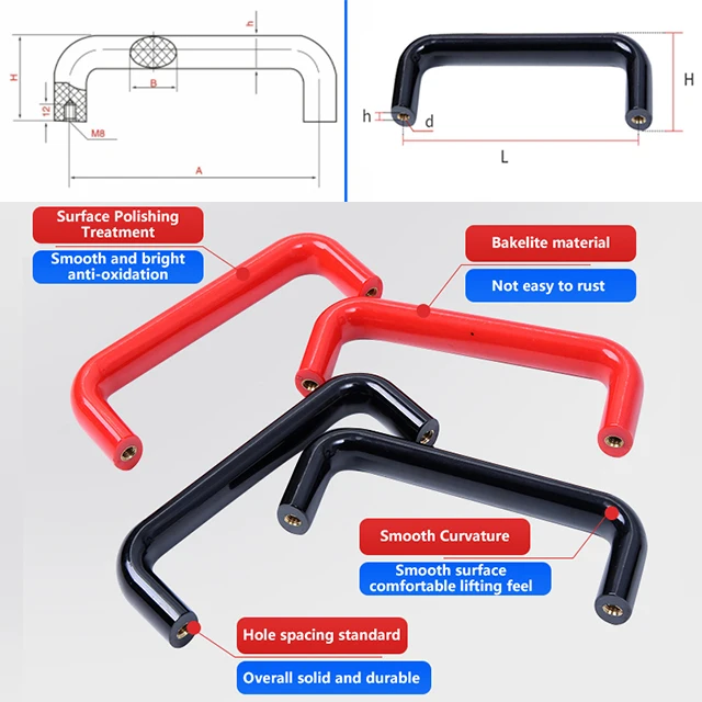 Factory price U Shape Bakelite Pull Handle 90mm Centers Cabinet plastic pull handle m6 Industrial Machine Insulation Handles