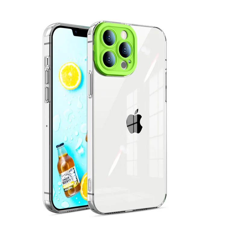 2022New Eye Protection Clear Back Cover Transparent soft Tpu hard PC Eagle Eye Lens Protection Candy color phone case for IPhone