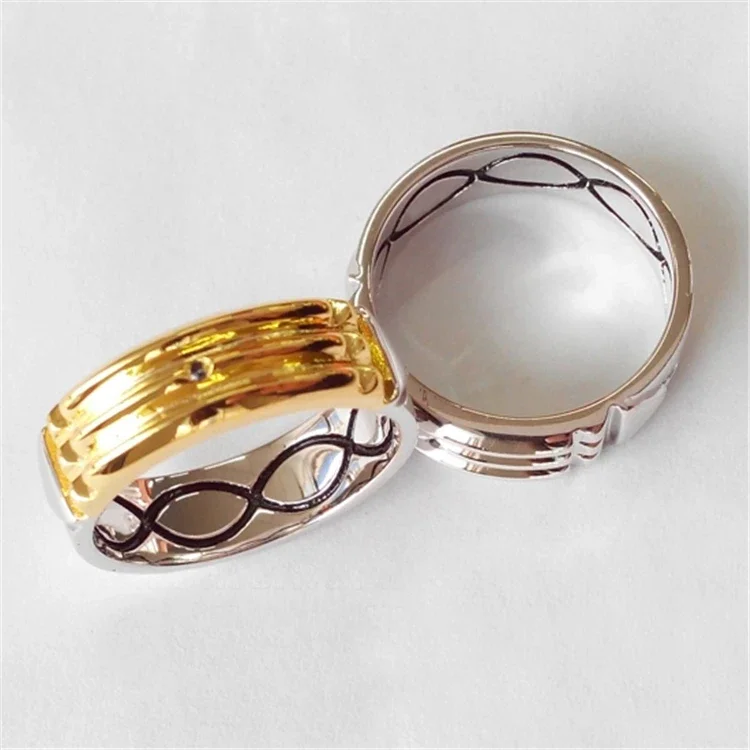 Hotsale wholesale 925 sterling silver two color atlantis wedding rings with zircon for man