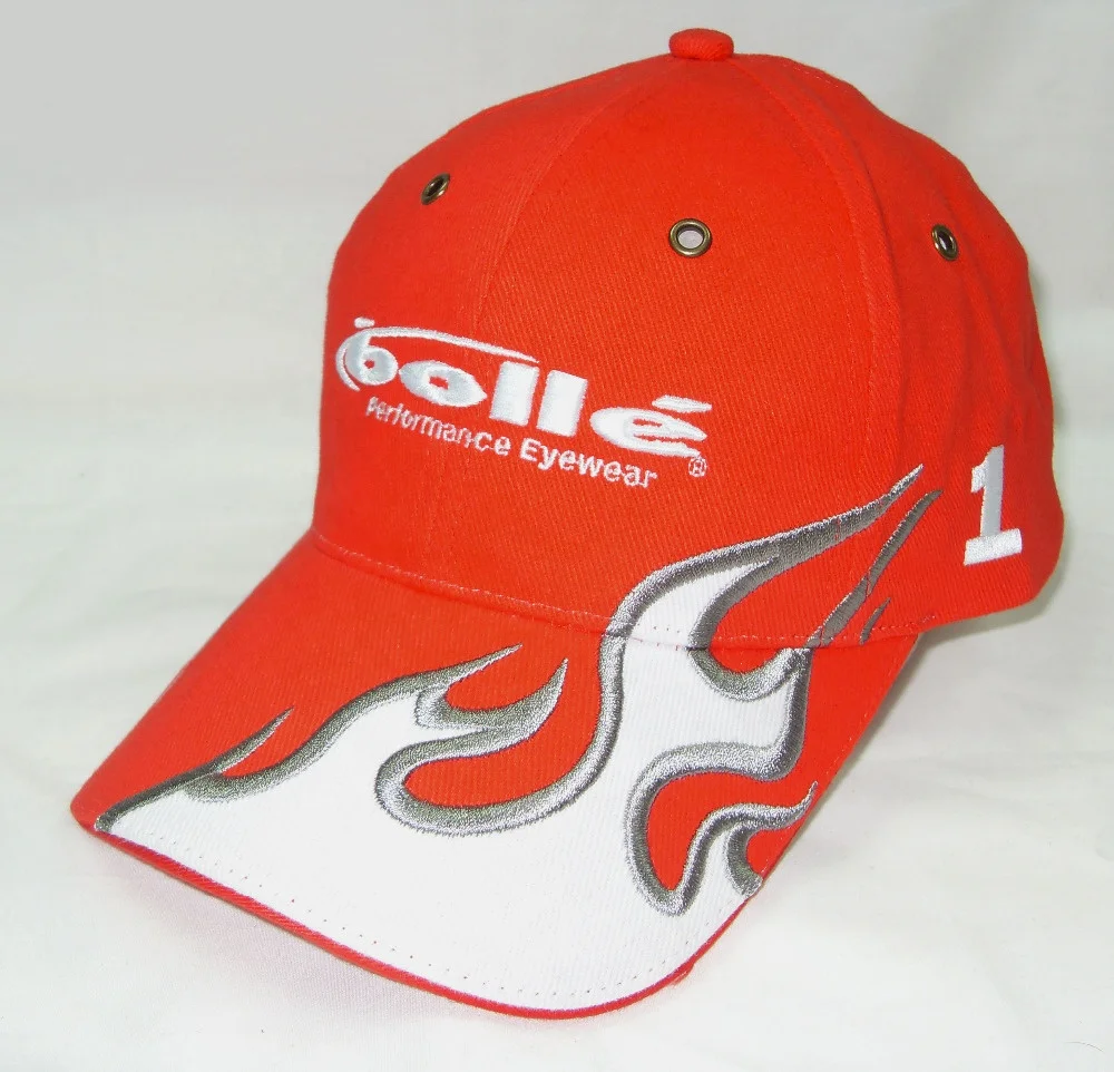 
Flame Embroidery Custom Logo Promotional Cotton Baseball Cap Metal Eyelet Racing Cap Hat Gorras 