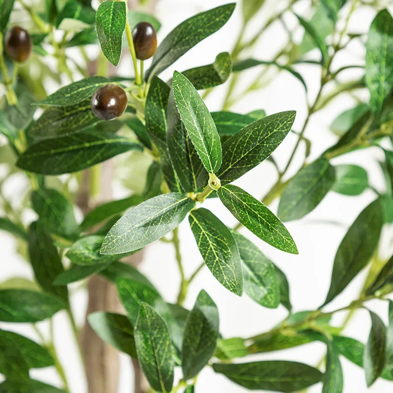 6FT Artificial Indoor Potted Olive Tree Silk and Plastic with Faux Natural Wood Trunk Lifelike Fruits Home Office Decoration