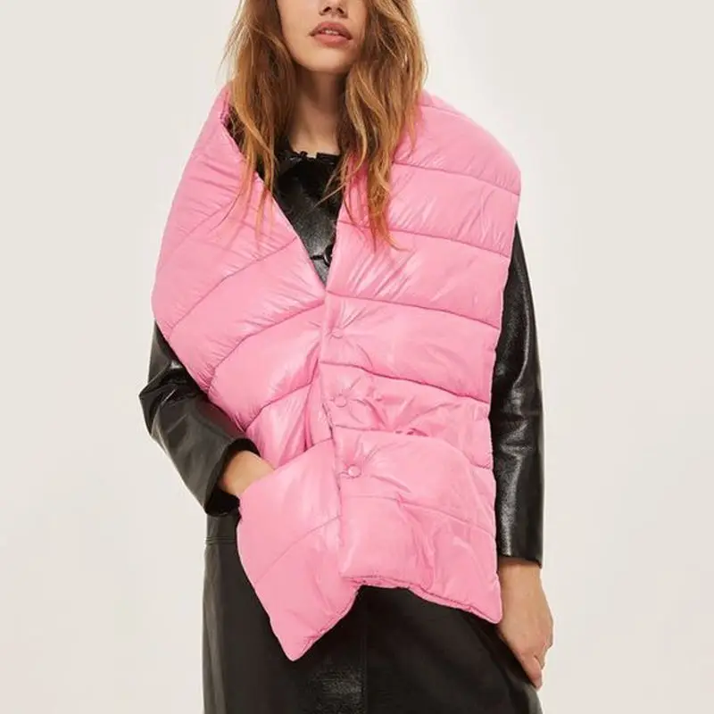 puffy outdoor Scarf wearable camping quilted warm scarf camping puffy down scarf With Words Printing