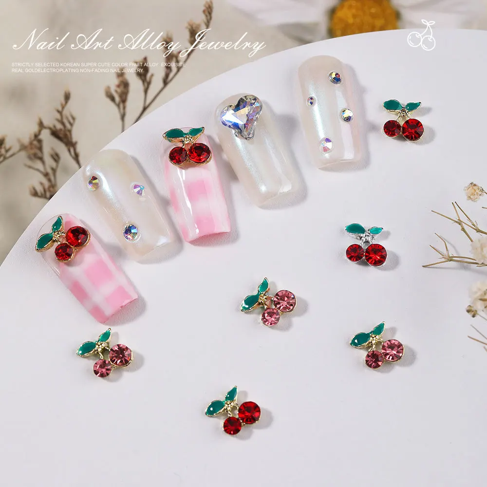 3D alloy cherry nail art charms red-cherry nail accessories 3D nail art jewelry