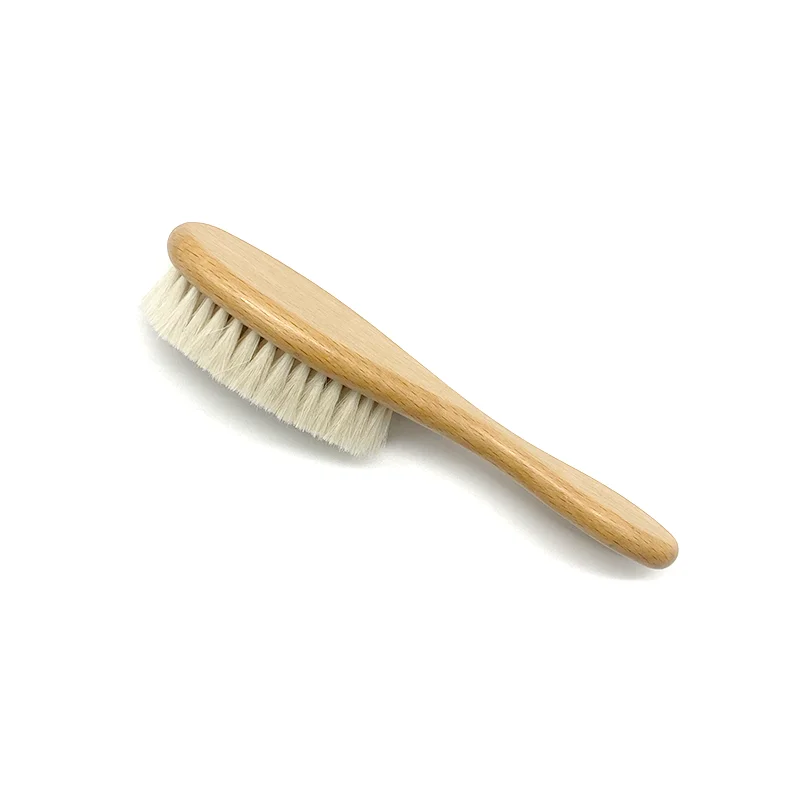 2022 Wholesale Paddle Natural Beech Wood Exfoliating Body Scrubber Soft Goat Hair Bath Brush for Newborn