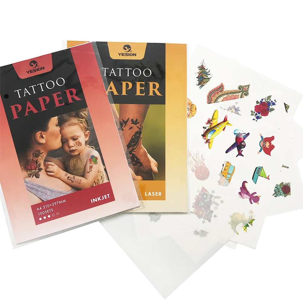 YESION Inkjet Printable Waterproof Water Transfer Temporary Tattoo Paper A4 sets (A+B per set)for DIY tattoo body art