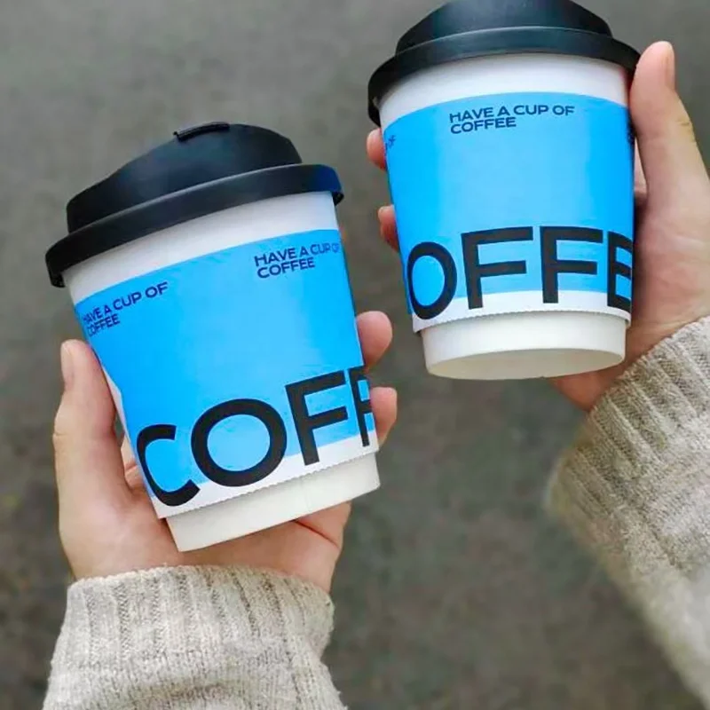 Cafe Cup Disposable Coffee Cups with Holder Color Double Wall Food Grade Paper Limonpack Wholesale Vasos Desechables Plain