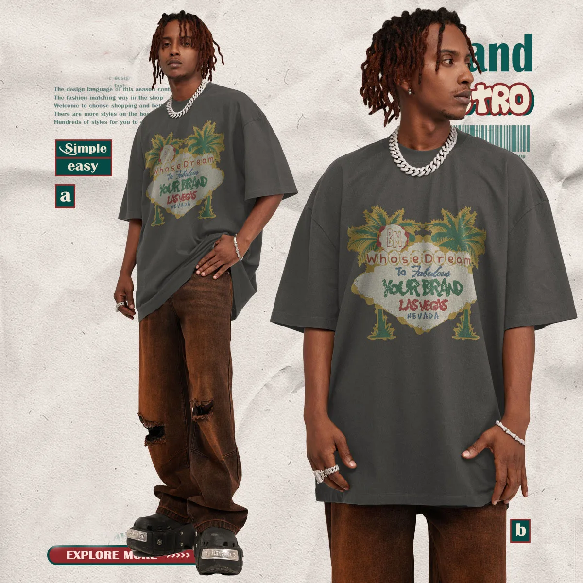 wholesale 285 gsm washed distressed oversized 100 cotton t shirt bulk heavyweight custom printed mens t-shirts