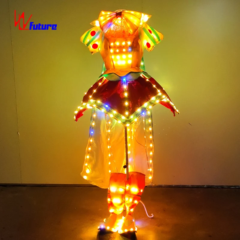 WL-0336 LED Light Girls Dancer Dress Stage Performance Wear Evening Party Dress Rave Fairy Costumes Romantic OEM Service 1 Piece