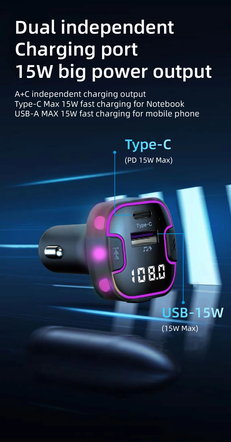 Wireless Bluetooth FM Transmitter Dual USB Modulator 3.1A Car Charger MP3 Player  Handsfree Cigarette lighter MP3 Music Player