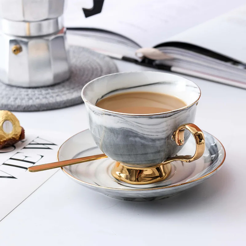 Home fashion creative business simple ceramic coffee mugs with gold rim