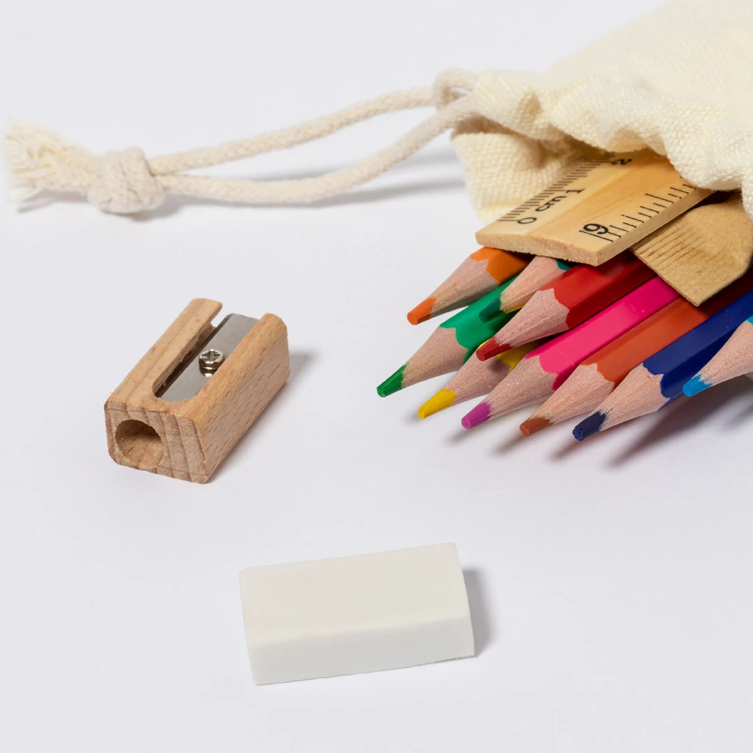 ECO FRIENDLY PROMOTIONAL KRAFT PAPER COLORING NOTEBOOK WITH  COLORED PENCILS KIDS DRAWING NOTEPAD STATIONERY SET IN COTTON BAG