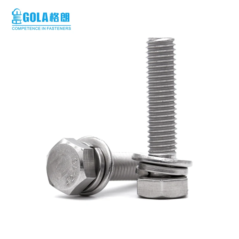 Hardware Part M4 M5 M6 M8 M10 M12 Bolts Stainless Steel 316 Hexagon Head Bolt with Captive Washers