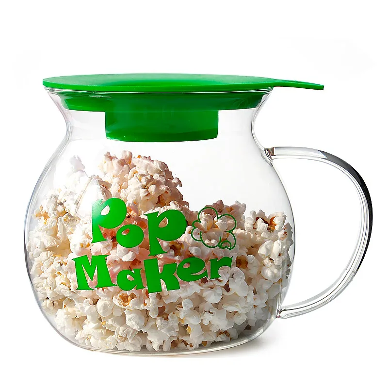 
High Borosilicate Glass popcorn makers with Dual Function Lid 