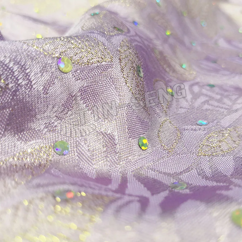 Lavender Acetate Jacquard Fabric for Evening Dress