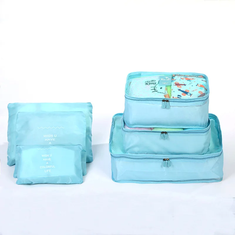 customized luggage bag organizer travel accessories set waterproof packing cubes 6 piece wholesale