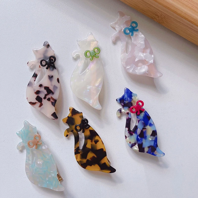 Factory acetate tortoiseshell french barrette hair grip clips for girls hair accessories cute CAT shape hair clips for girls
