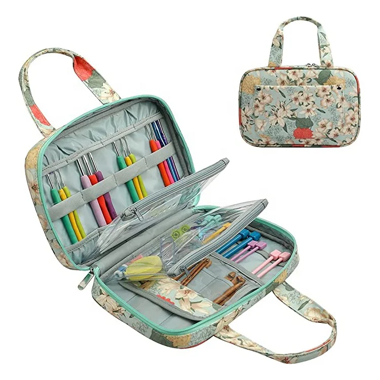 Crochet Hooks Bag Portable Travel Storage Cases Organizer Empty Zipper Bags Knitting Needles Case