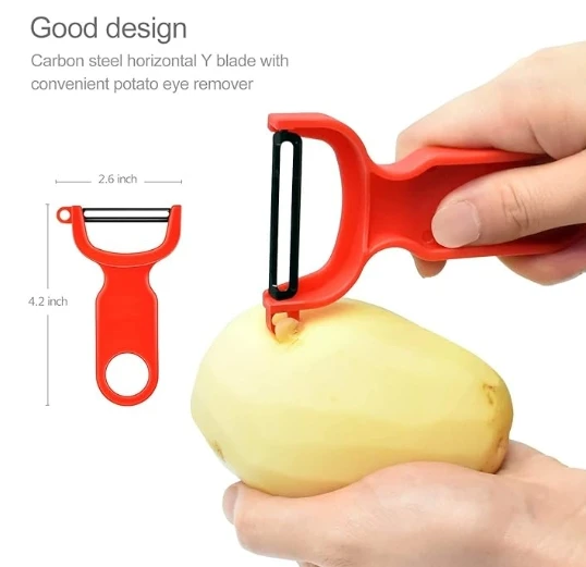 Original Vegetable Fruit Peeler Carbon Steel Blade 3 Pack Red/Green/Yellow