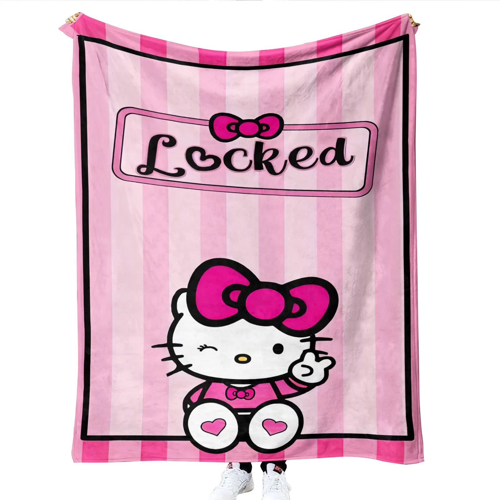 Hello KT fleece warming blanket 3D printed flannel blanket air conditioning soft blankets